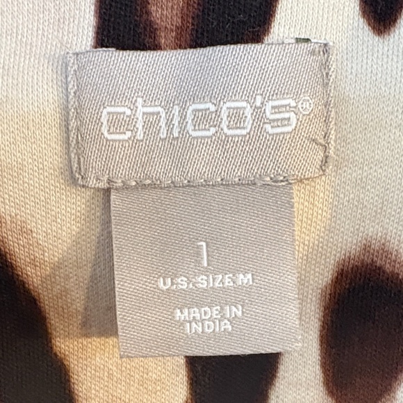 Chico’s Leopard Print Long Sleeve Cotton Top - Picture 2 of 7